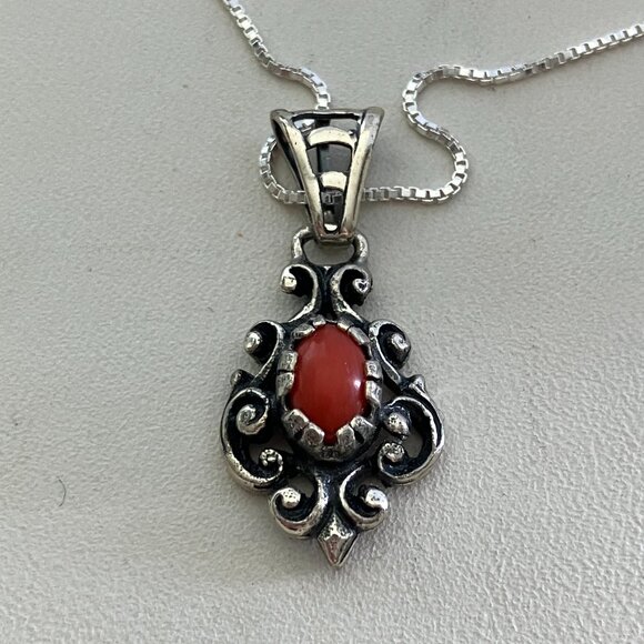 Jewelry - Coral  925 Sterling Silver pendant & 925 Chain 20"